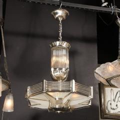Atelier Petitot Art Deco Chandelier in Satin Nickel Transparent Glass Rods by Atelier Petitot - 3040083