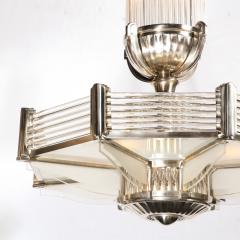 Atelier Petitot Art Deco Chandelier in Satin Nickel Transparent Glass Rods by Atelier Petitot - 3040109