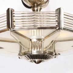 Atelier Petitot Art Deco Chandelier in Satin Nickel Transparent Glass Rods by Atelier Petitot - 3040114