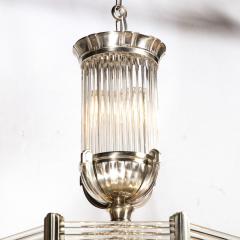 Atelier Petitot Art Deco Chandelier in Satin Nickel Transparent Glass Rods by Atelier Petitot - 3040123