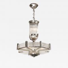 Atelier Petitot Art Deco Chandelier in Satin Nickel Transparent Glass Rods by Atelier Petitot - 3044646