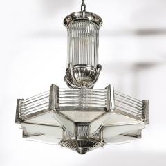 Atelier Petitot Art Deco Chandelier in Satin Nickel Transparent Glass Rods by Atelier Petitot - 4403676
