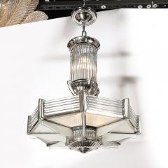 Atelier Petitot Art Deco Chandelier in Satin Nickel Transparent Glass Rods by Atelier Petitot - 4403677