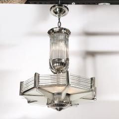 Atelier Petitot Art Deco Chandelier in Satin Nickel Transparent Glass Rods by Atelier Petitot - 4403678