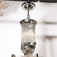 Atelier Petitot Art Deco Chandelier in Satin Nickel Transparent Glass Rods by Atelier Petitot - 4403681