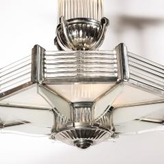 Atelier Petitot Art Deco Chandelier in Satin Nickel Transparent Glass Rods by Atelier Petitot - 4403685
