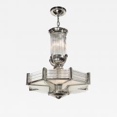 Atelier Petitot Art Deco Chandelier in Satin Nickel Transparent Glass Rods by Atelier Petitot - 4404062