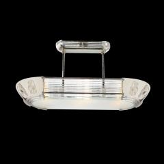 Atelier Petitot Art Deco Machine Age Chrome Glass Rod Frosted Glass Chandelier by Petitot - 2946362