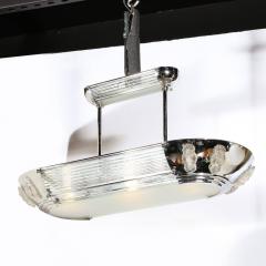 Atelier Petitot Art Deco Machine Age Chrome Glass Rod Frosted Glass Chandelier by Petitot - 2946374