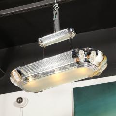 Atelier Petitot Art Deco Machine Age Chrome Glass Rod Frosted Glass Chandelier by Petitot - 2946384