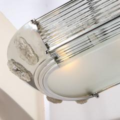 Atelier Petitot Art Deco Machine Age Chrome Glass Rod Frosted Glass Chandelier by Petitot - 2946546