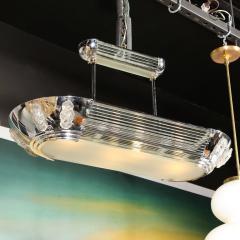 Atelier Petitot Art Deco Machine Age Chrome Glass Rod Frosted Glass Chandelier by Petitot - 2946586