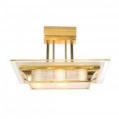 Atelier Petitot Art Deco Machine Age Polished Brass Glass Rod Chandelier by Petitot - 4622384