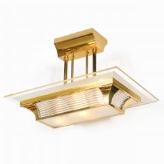 Atelier Petitot Art Deco Machine Age Polished Brass Glass Rod Chandelier by Petitot - 4622388