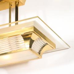 Atelier Petitot Art Deco Machine Age Polished Brass Glass Rod Chandelier by Petitot - 4622390