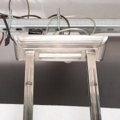 Atelier Petitot Art Deco Machine Age Silvered Bronze Frosted Glass Chandelier signed Petitot - 4377142