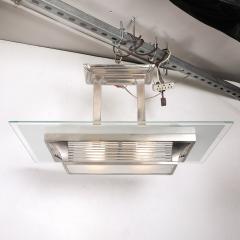 Atelier Petitot Art Deco Machine Age Silvered Bronze Glass Rod Chandelier by Petitot - 4377153