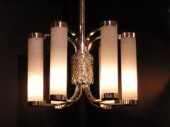 Atelier Petitot Fine French Art Deco Chrome and Glass Chandelier by Petitot - 381841