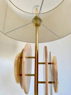 Atelier Terrai Bespoke Italian Organic Modern Amber Onyx Satin Brass Satellite Table Lamp - 1808810