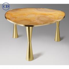 Atelier Terrai Bespoke Italian Satellite Honey Gold Onyx Oval Dining Table on Satin Brass Legs - 1863500