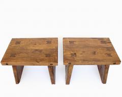 Atelier de Marolles FRENCH WALNUT STOOLS OR SIDE TABLES ATTRIBUTED TO ATELIER MAROLLES WABI SABI - 4236666