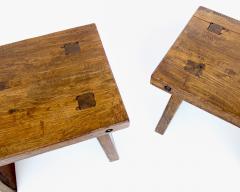 Atelier de Marolles FRENCH WALNUT STOOLS OR SIDE TABLES ATTRIBUTED TO ATELIER MAROLLES WABI SABI - 4236673