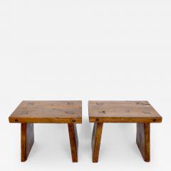 Atelier de Marolles FRENCH WALNUT STOOLS OR SIDE TABLES ATTRIBUTED TO ATELIER MAROLLES WABI SABI - 4237438