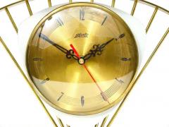 Atlanta Midcentury Atomic Age Sunburst Brass Table Desk Clock Western Germany - 4062831