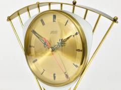 Atlanta Midcentury Atomic Age Sunburst Brass Table Desk Clock Western Germany - 4062832
