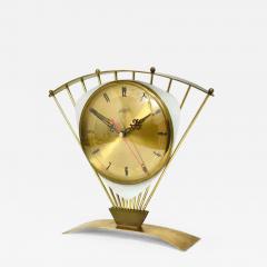 Atlanta Midcentury Atomic Age Sunburst Brass Table Desk Clock Western Germany - 4065382