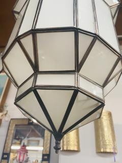 Atlas Showroom Art Deco Style White Milk Glass Handmade Chandelier Pendant Lantern a Pair - 1604605