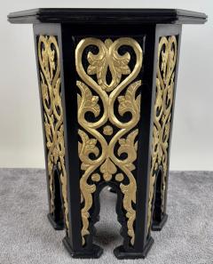 Atlas Showroom Hollywood Regency Moroccan Stye Side or End Table Black with Gold Design a Pair - 3858096