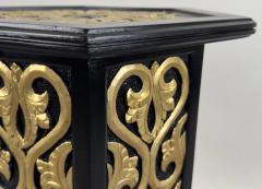 Atlas Showroom Hollywood Regency Moroccan Stye Side or End Table Black with Gold Design a Pair - 3858098