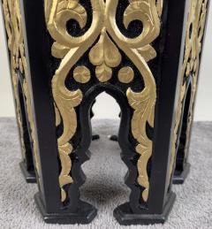 Atlas Showroom Hollywood Regency Moroccan Stye Side or End Table Black with Gold Design a Pair - 3858102