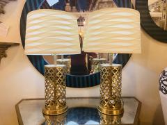 Atlas Showroom Modern Moroccan Gold Brass Table Lamp Handmade Bottom Upper Light a Pair - 1381084