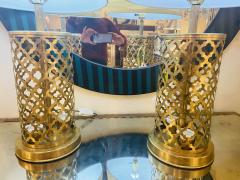 Atlas Showroom Modern Moroccan Gold Brass Table Lamp Handmade Bottom Upper Light a Pair - 1381087