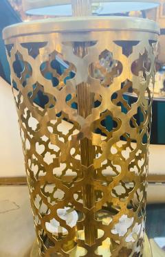 Atlas Showroom Modern Moroccan Gold Brass Table Lamp Handmade Bottom Upper Light a Pair - 1381089