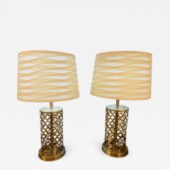 Atlas Showroom Modern Moroccan Gold Brass Table Lamp Handmade Bottom Upper Light a Pair - 1384122