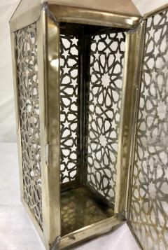 Atlas Showroom Moroccan Candle Lantern Holder White Brass in Arabesque Design Set of Three - 1178918