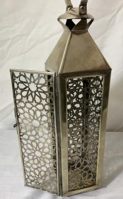 Atlas Showroom Moroccan Candle Lantern Holder White Brass in Arabesque Design Set of Three - 1178920