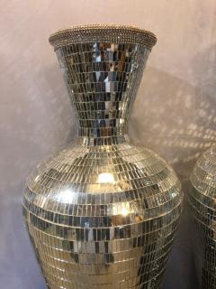 Atlas Showroom Pair of Monumental Art Deco Style Micro Mosaic Mirrored Over Clay Urns - 1018858