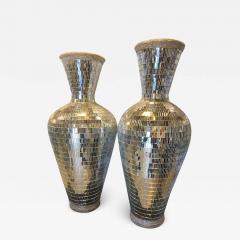 Atlas Showroom Pair of Monumental Art Deco Style Micro Mosaic Mirrored Over Clay Urns - 1019022