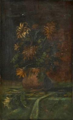 Atmospheric and Tonalist Bouquet Oil on Canvas Early 20th Century - 4682459
