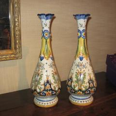 Attractive Pair of Old Faience Tall Vases - 2932367