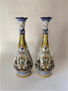 Attractive Pair of Old Faience Tall Vases - 2932369