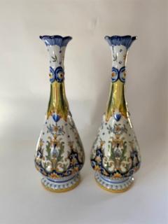Attractive Pair of Old Faience Tall Vases - 2932370