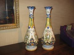 Attractive Pair of Old Faience Tall Vases - 2932371