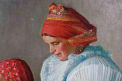 Attributed to Joza Uprka Czech Slovakian Woman A Rare Oil on Canvas Painting - 2784761