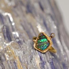 Audrius Krulis Fiery Boulder Opal Diamond Yellow Gold One of a Kind Ring Audrius Krulis 2025 - 4711194