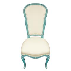 Auffray Furniture Set of 6 Chic Louis XV Blue Lacquer Dining Chairs 1970 - 320569